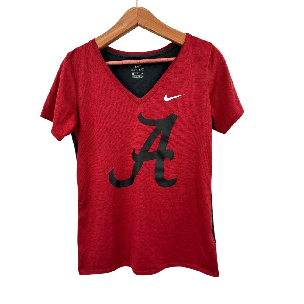 Womens Nike Dri-Fit Crimson Alabama Tide V-Neck Performance T-Shirt Small